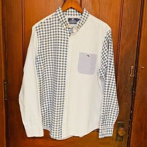 🐳 NWOT Vineyard Vines Slim Fit Tucker Button Down Blue Plaid Stripe Shirt L